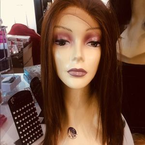 Wig copper Brown straight silky freepart Lace Wig